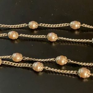 Vintage Pearl Necklace Coil Chain 26 Inches